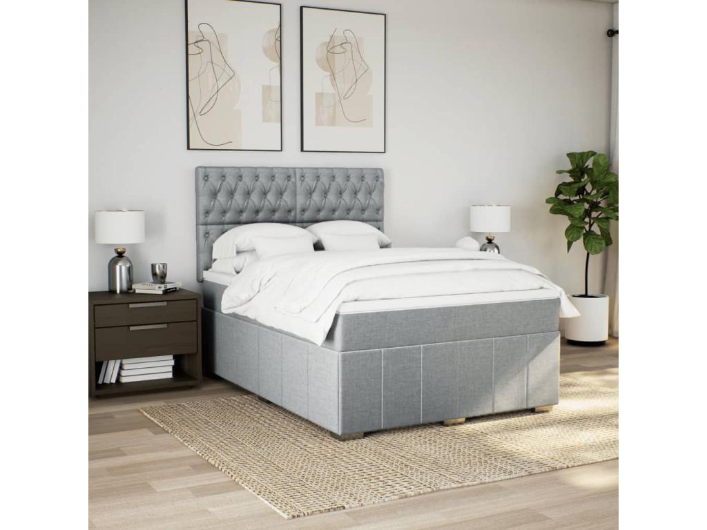 Meubiana bed base with light grey mattress 160x200cm Fabric