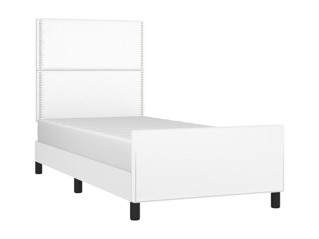 White faux leather bed frame without mattress, 90x200 cm