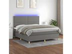 Upholstered bed base and mattress with LED lighting, Dark Grey, 180x200 cm, Fabric 2