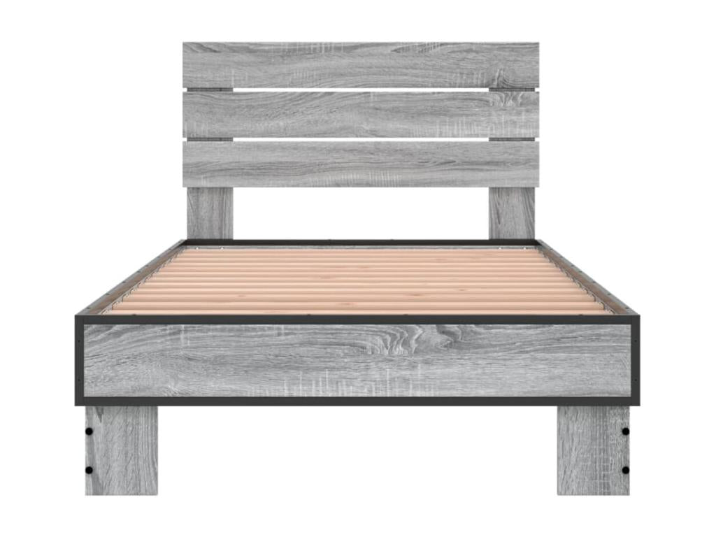 Meubiana grey bed frame 90x190 cm engineered wood and metal