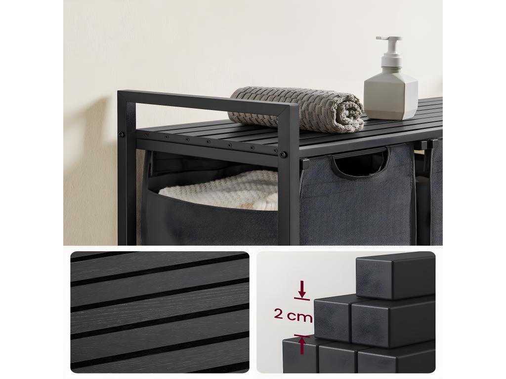 3-compartment laundry basket - L92.5 cm