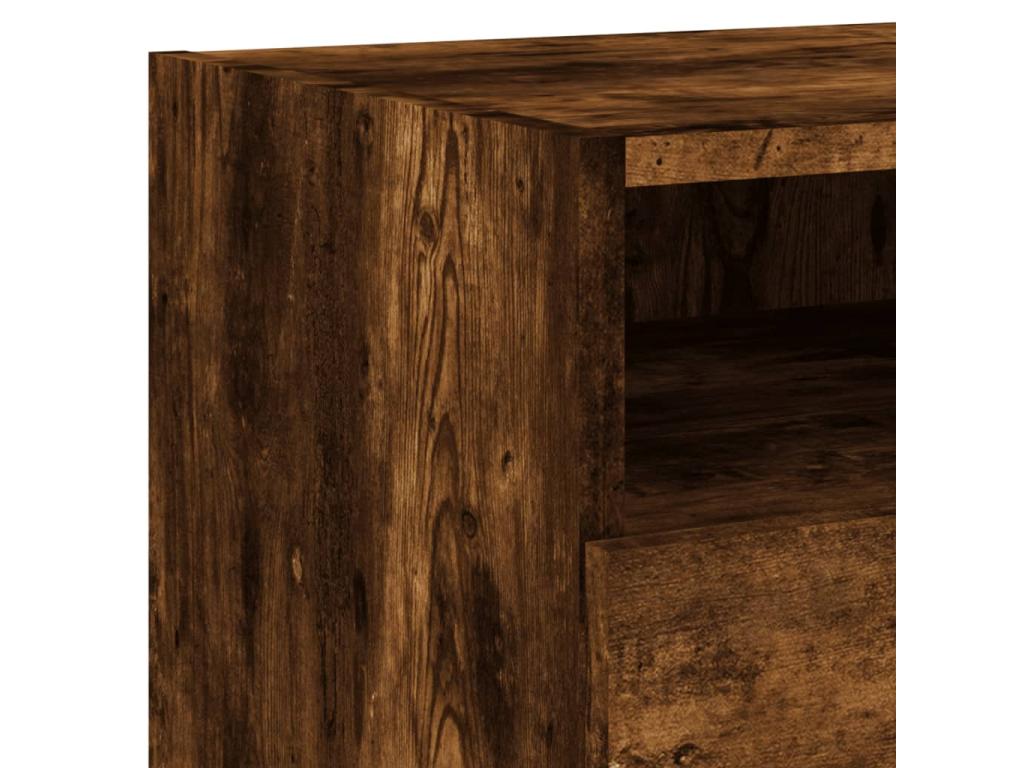 Bedside table with LED lighting, smoked oak, 40x39x37 cm