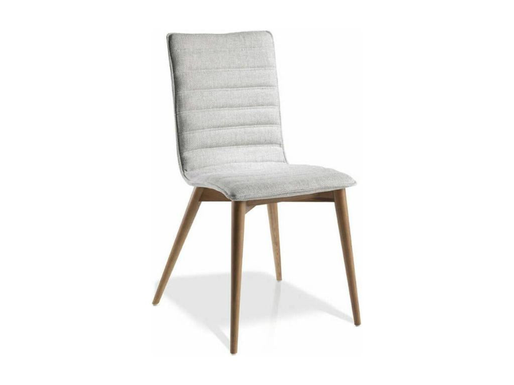 Meubiana walnut-colored ash wood and fabric chair - Set of 2 - Meubiana color 01