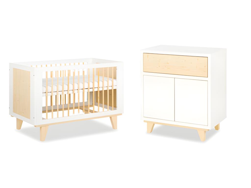 LittleSky by Meubiana White Baby Cot and Changing Table