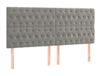 4-piece headboard set, light grey, 100x7x78/88 cm, velvet
