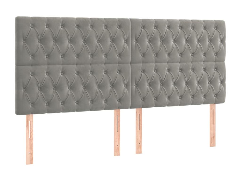 4-piece headboard set, light grey, 100x7x78/88 cm, velvet