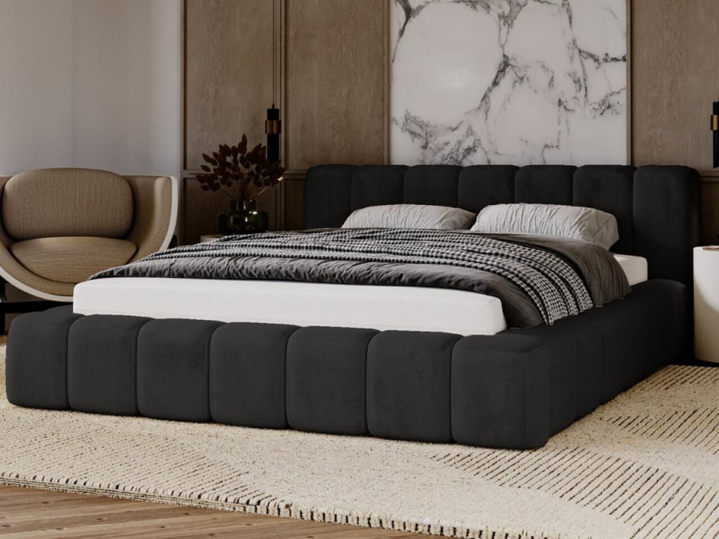 Upholstered Bed with Storage 160x200 cm Double Bed Meubiana Black Velvet