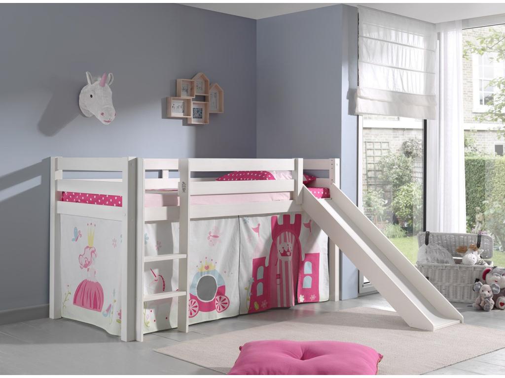 Children's Bed with Slide Meubiana Princess 90x200cm White