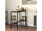 Contemporary 3-piece 2-seater set - bar table and 2 bar stools - black steel with aged wood effect
