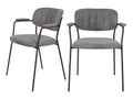 Meubiana - Set of 2 chairs with armrests and black legs - Grey
