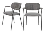 Meubiana - Set of 2 chairs with armrests and black legs - Grey