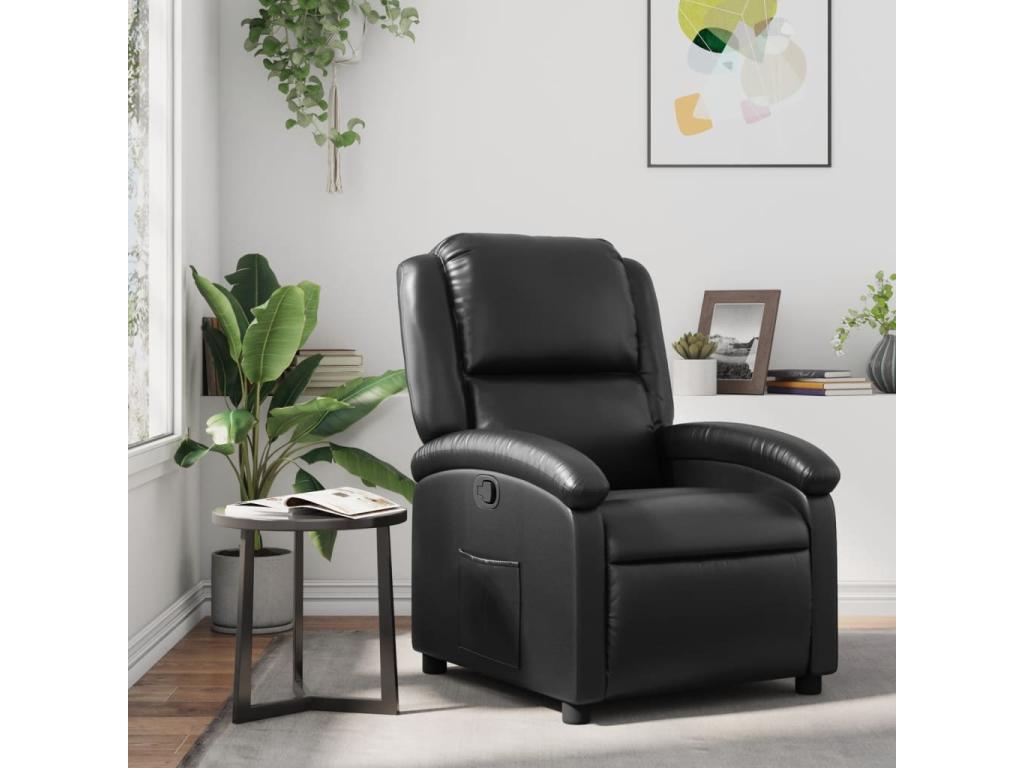 Black Faux Leather Reclining Armchair