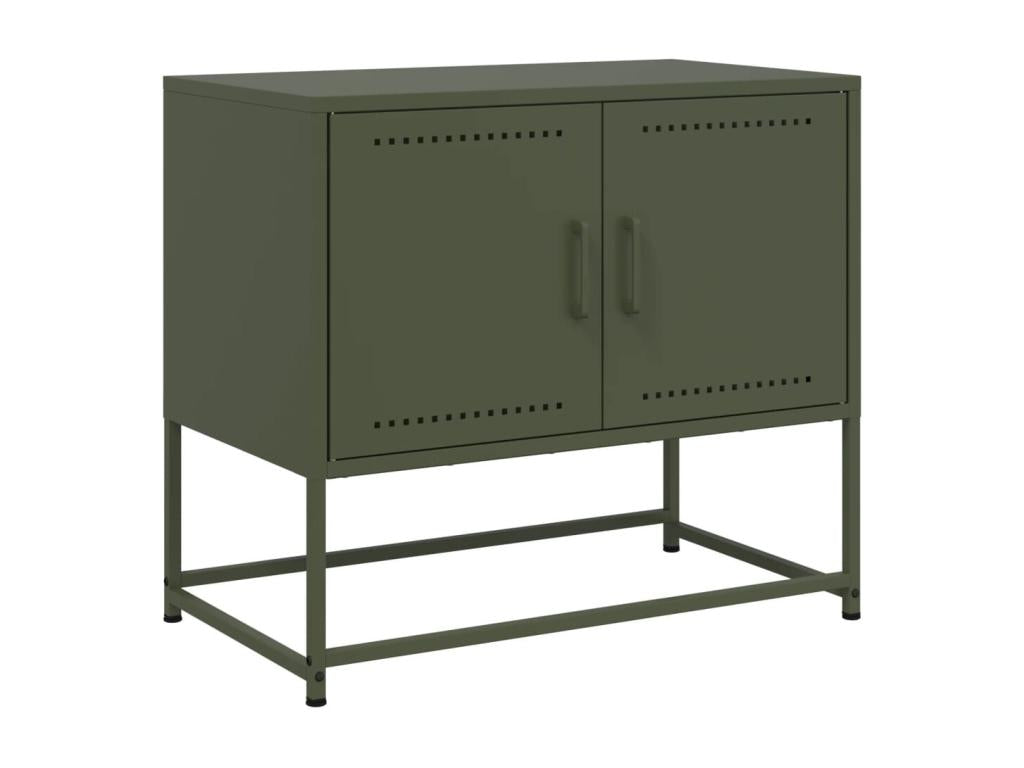 Olive green TV stand, 68.5x39x60.5 cm, steel