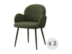 Meubiana - Army Green bouclé fabric chair with black metal legs x2