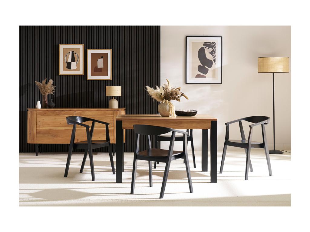 Set of 2 black wooden designer chairs by Meubiana