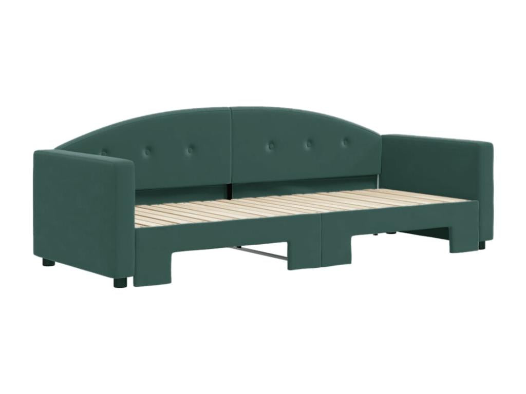 Daybed with pull-out bed, mattress not included, dark green, 80x200 cm
