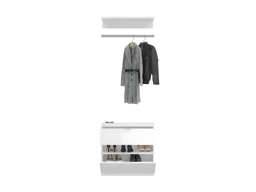 Meubiana white storage cabinet set with 1 door and 1 drawer.