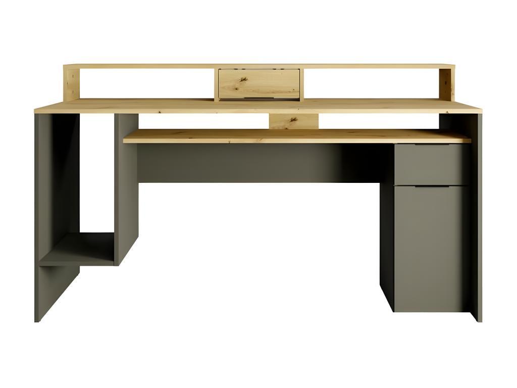 160cm Meubiana collection computer desk in oak and grey with storage
