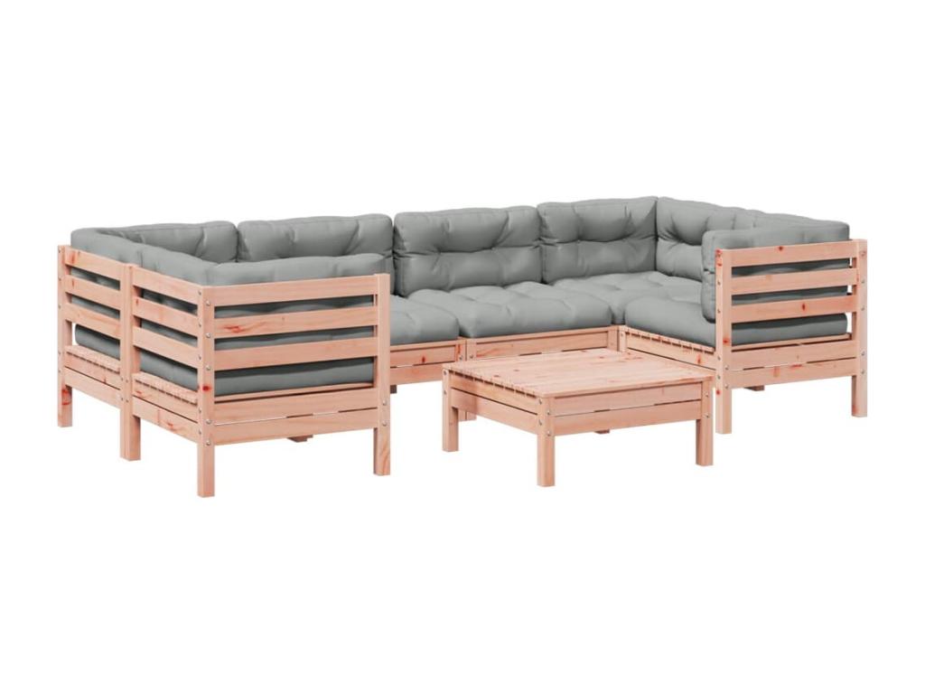 Meubiana 7-piece garden furniture set with solid fir wood cushions