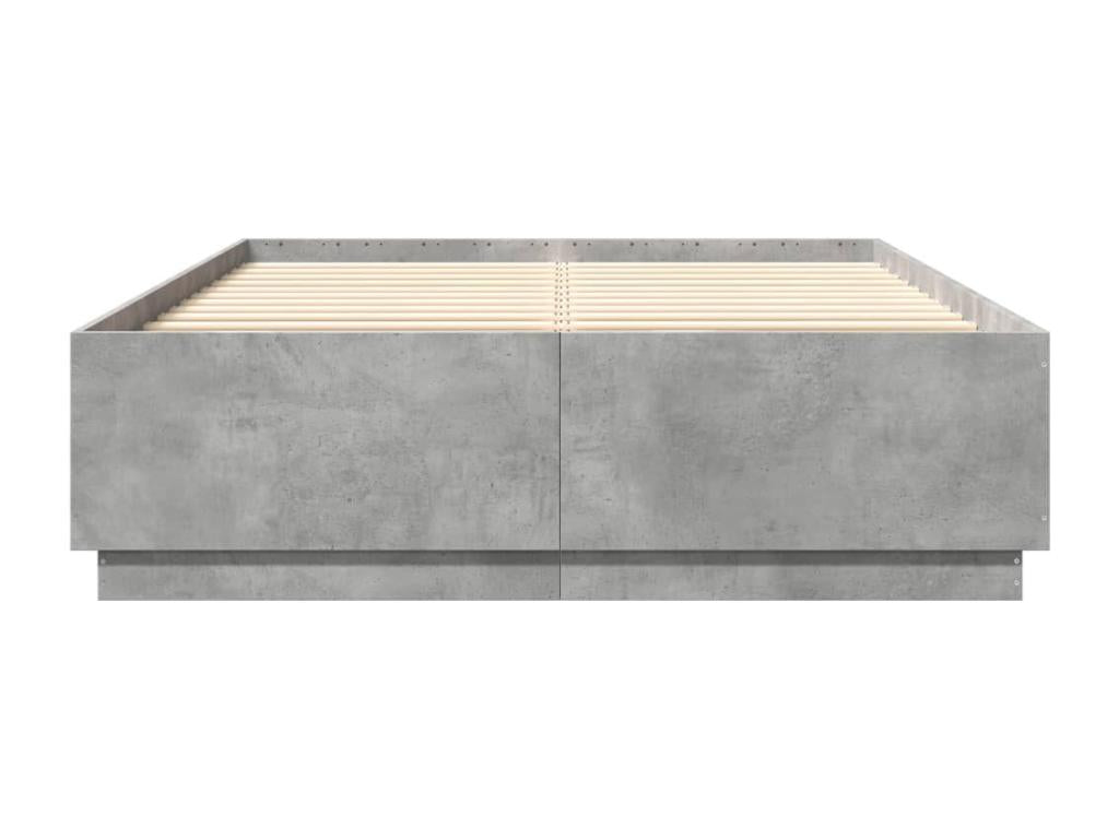 Concrete grey bed frame 140x200 cm engineered wood