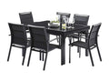 Extendable black aluminum garden furniture set for 6/10 people