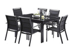 Extendable black aluminum garden furniture set for 6/10 people