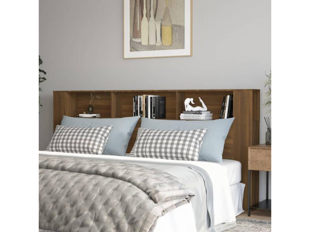 Brown oak headboard wardrobe 220x18.5x104.5 cm