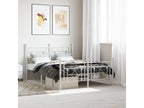 Metal bed frame without mattress and white bed legs, 140x190 cm