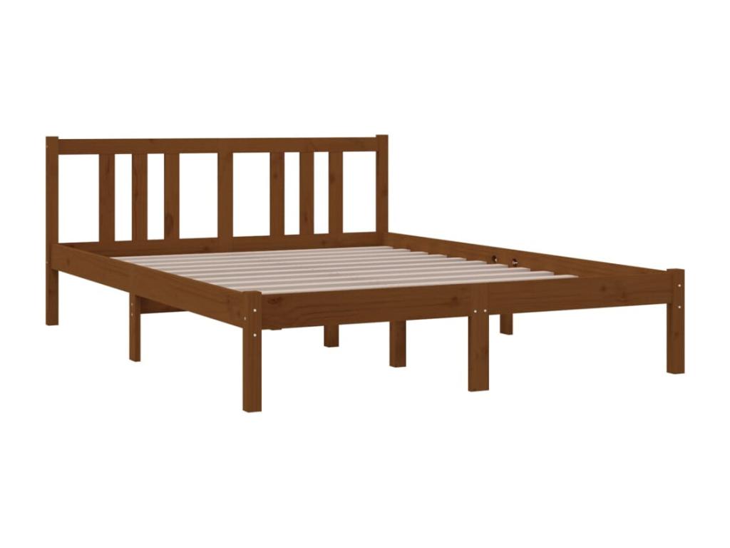 Honey Brown Solid Wood Bed Frame 135x190 cm Double