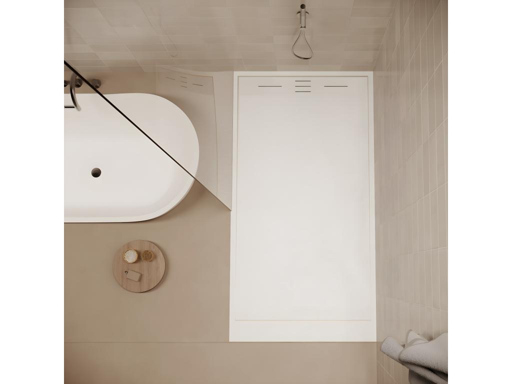 Meubiana extra-flat 90x180 cm shower tray in white slate finish