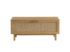 June - Entryway bench with shoe storage in wood and caning, 100cm long - Light wood