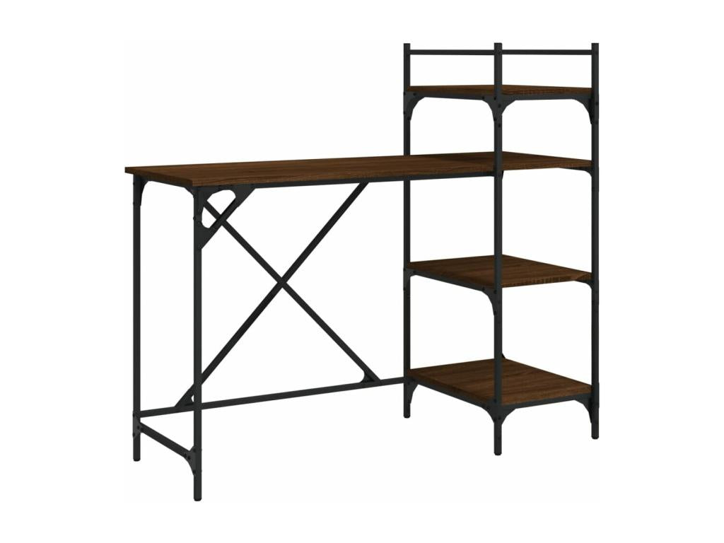 Computer desk with shelves, brown oak, 120x47x109 cm