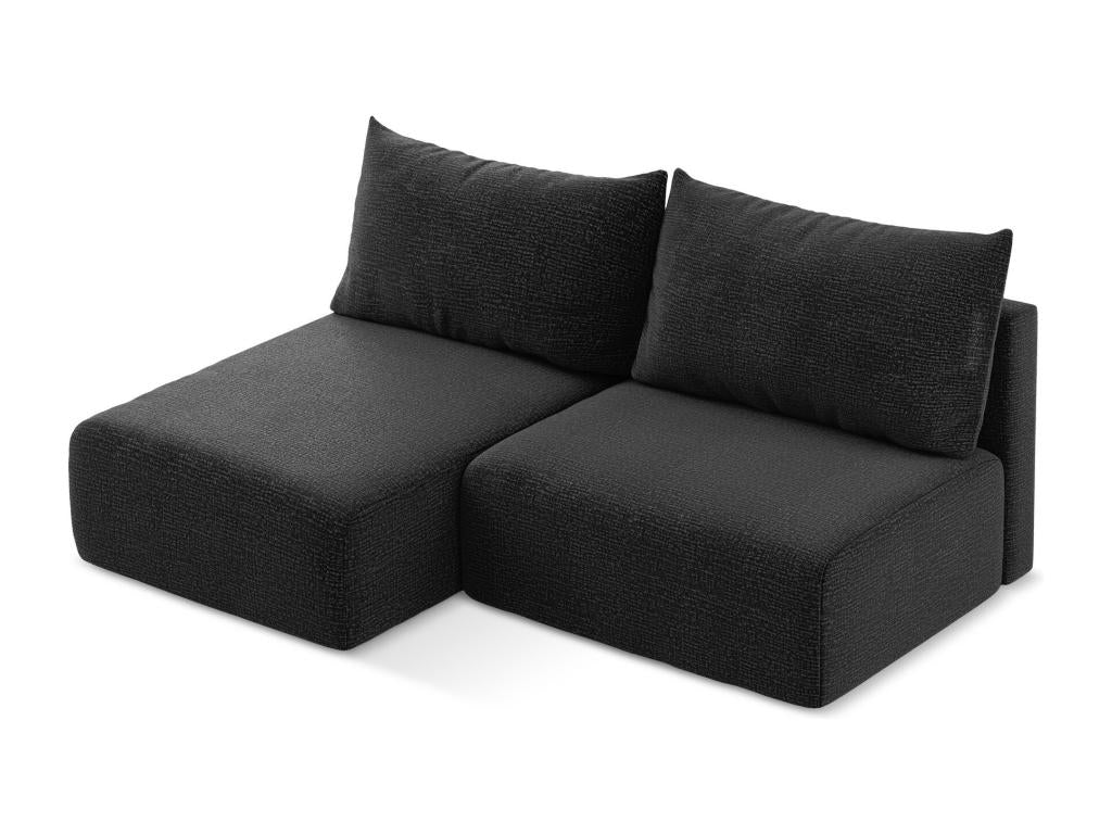 Homzora 3-seater left-hand corner sofa without armrests, convertible, in Strukturstoff - anthracite