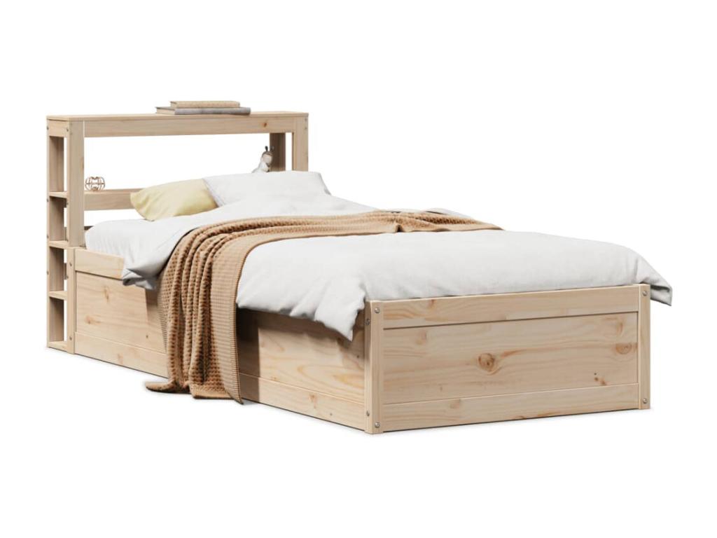 Bed frame with headboard 90x200 cm solid pine wood