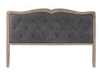 Upholstered headboard in dark grey linen and natural wood - length 160 x depth 10 x height 120 cm