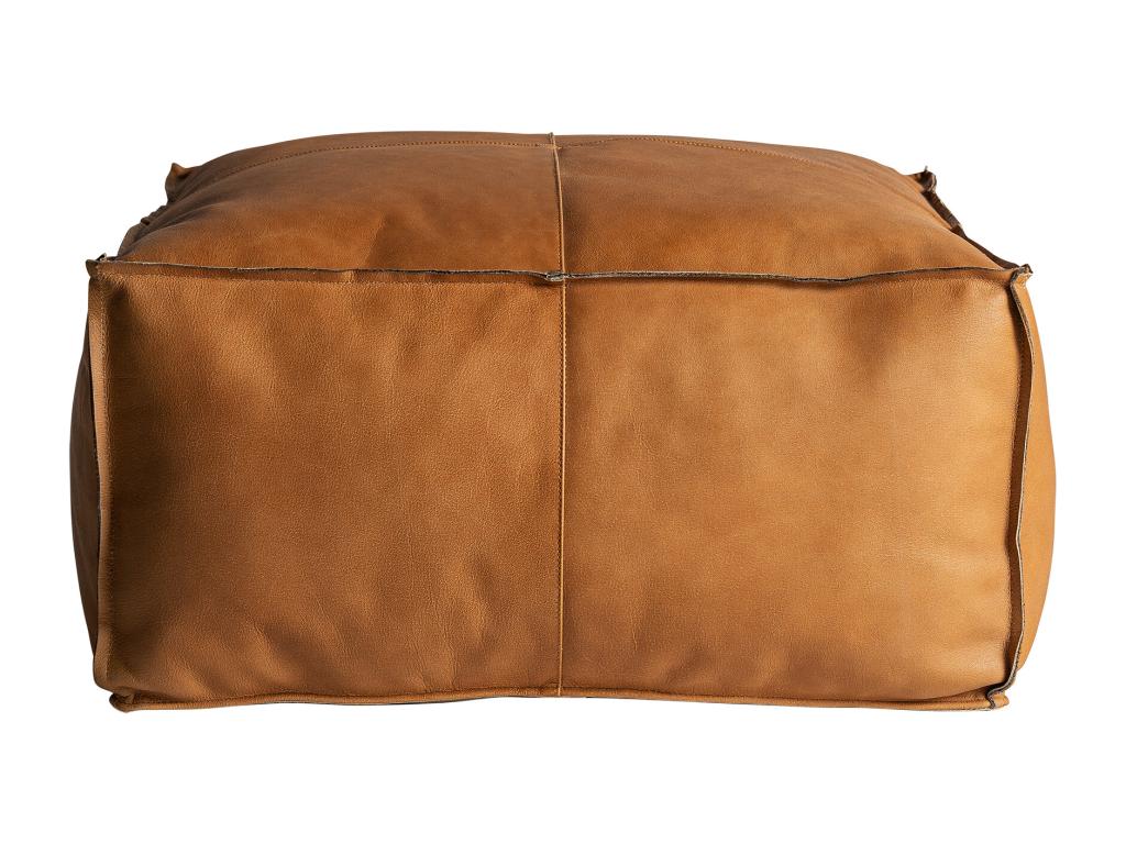 Brown leather puffer, 62x62x30 cm
