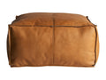 Brown leather puffer, 62x62x30 cm