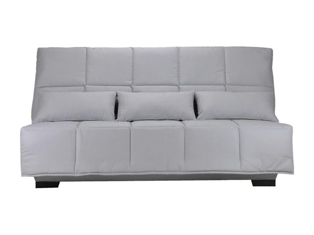 Fabric click-clack sofa with storage, Meubiana 15cm mattress, 193cm wide - Dark mottled grey
