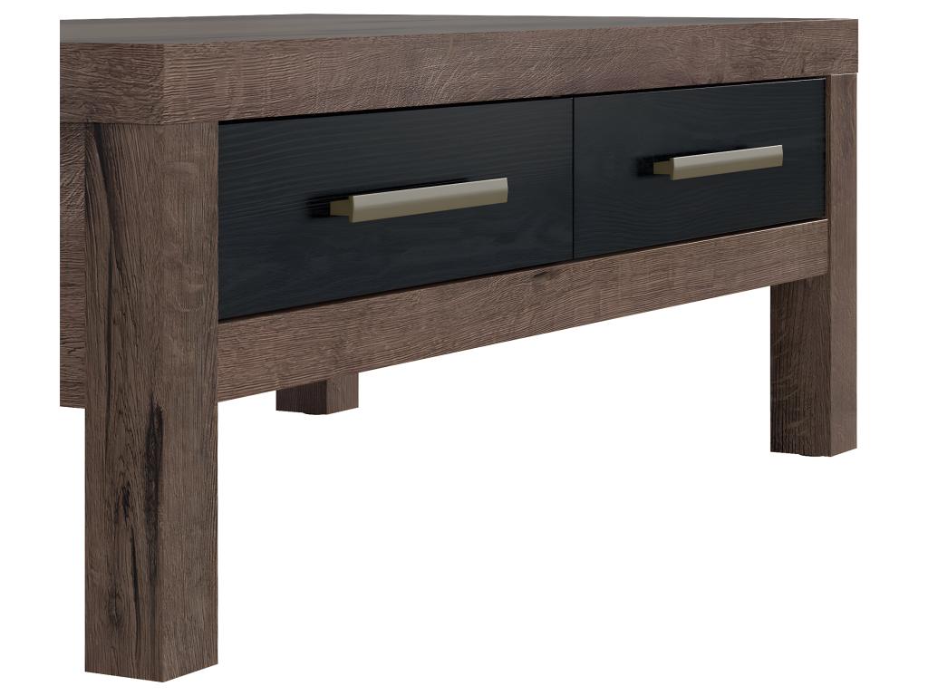 Homzora Coffee Table with 2 Drawers, Wood and Black