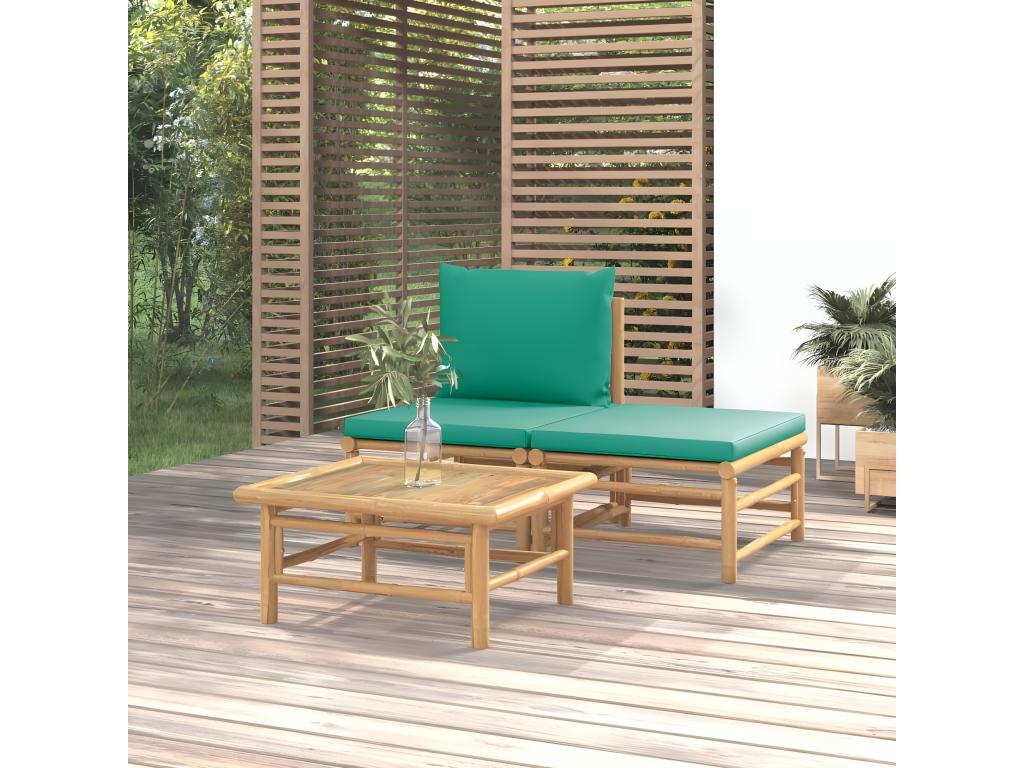 Meubiana 3-piece garden furniture set with green cushions
