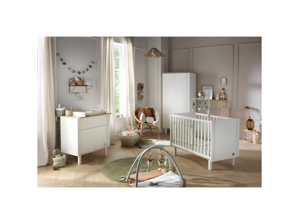 Homzora Complete Baby Bedroom Set: 60x120cm Cot, Changing Table and Wardrobe - White