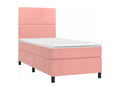 Meubiana bed base with LED mattress, pink, 80x200 cm, velvet