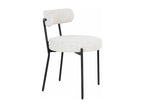 Meubiana - Set of 6 Chairs in White Mottled Bouclé Fabric with Black Metal Backrest and Legs