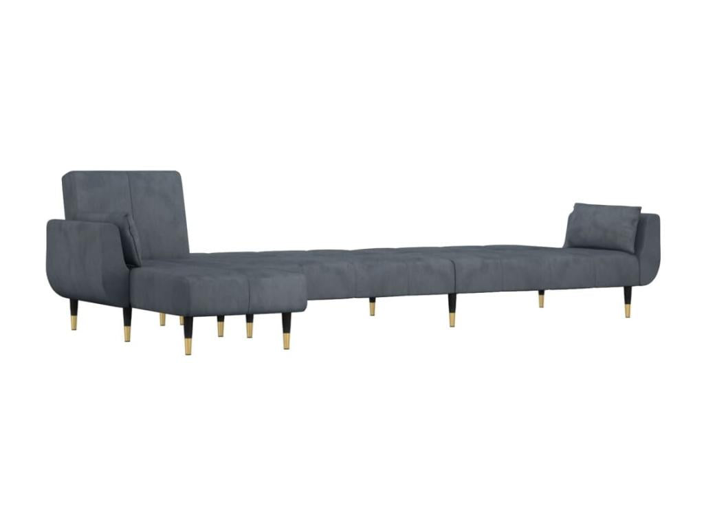 Grey L-shaped sofa bed 275x140x70 cm velvet