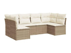 Garden furniture set with cushions, 6 pieces, beige woven resin