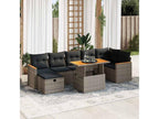 5-piece garden furniture set with grey resin wicker cushions