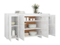 Glossy white sideboard, 135x41x75 cm, engineered wood