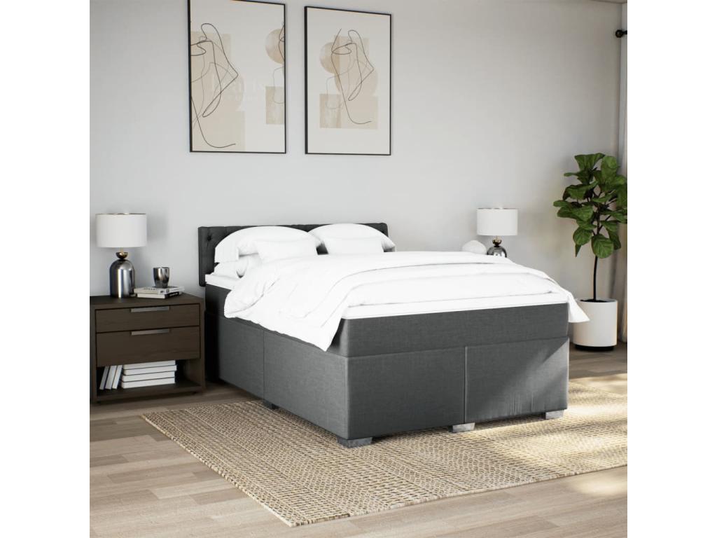 Meubiana bed base with mattress, dark grey, 160x200cm, fabric