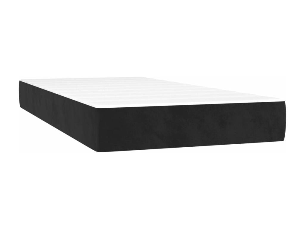 Upholstered bed base with mattress, black, 100x200 cm, velvet