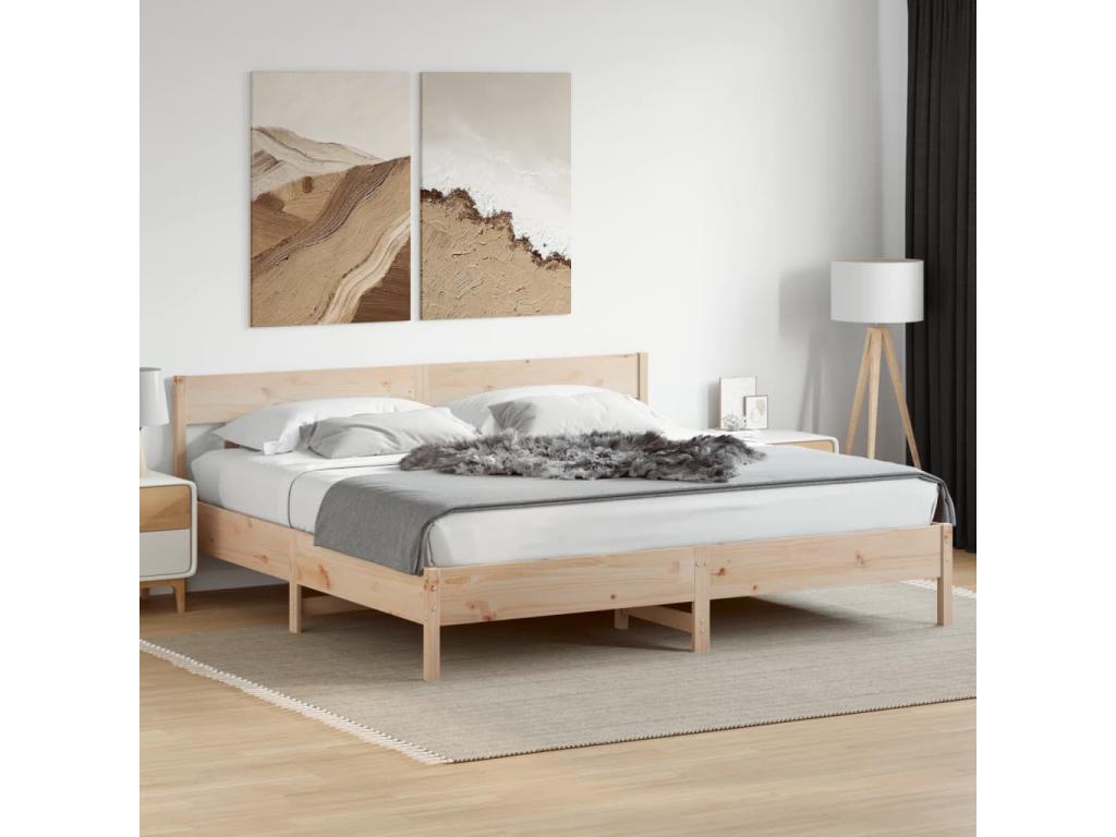 Bed frame without mattress 180x200 cm solid pine wood